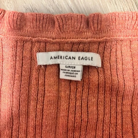 American Eagle Ruffle Coral Button-Up Women's Top Size Small - Picture 3 of 3